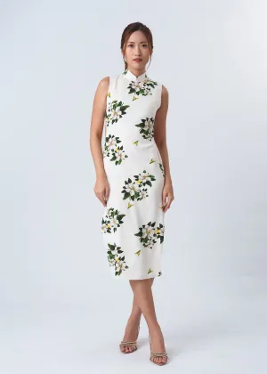 Sleeveless Floral Cut Out Qipao