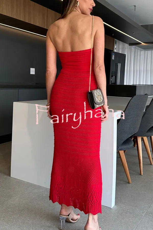 Solid Color Knitted Off Shoulder Sexy Slim Maxi Dress