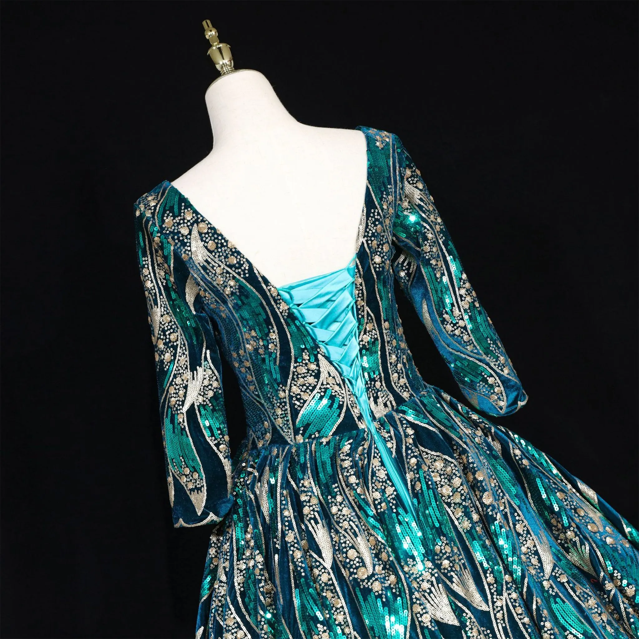 Sparky Sequins Half Sleeves Ball Gown Floor Length Quinceanera Dresses