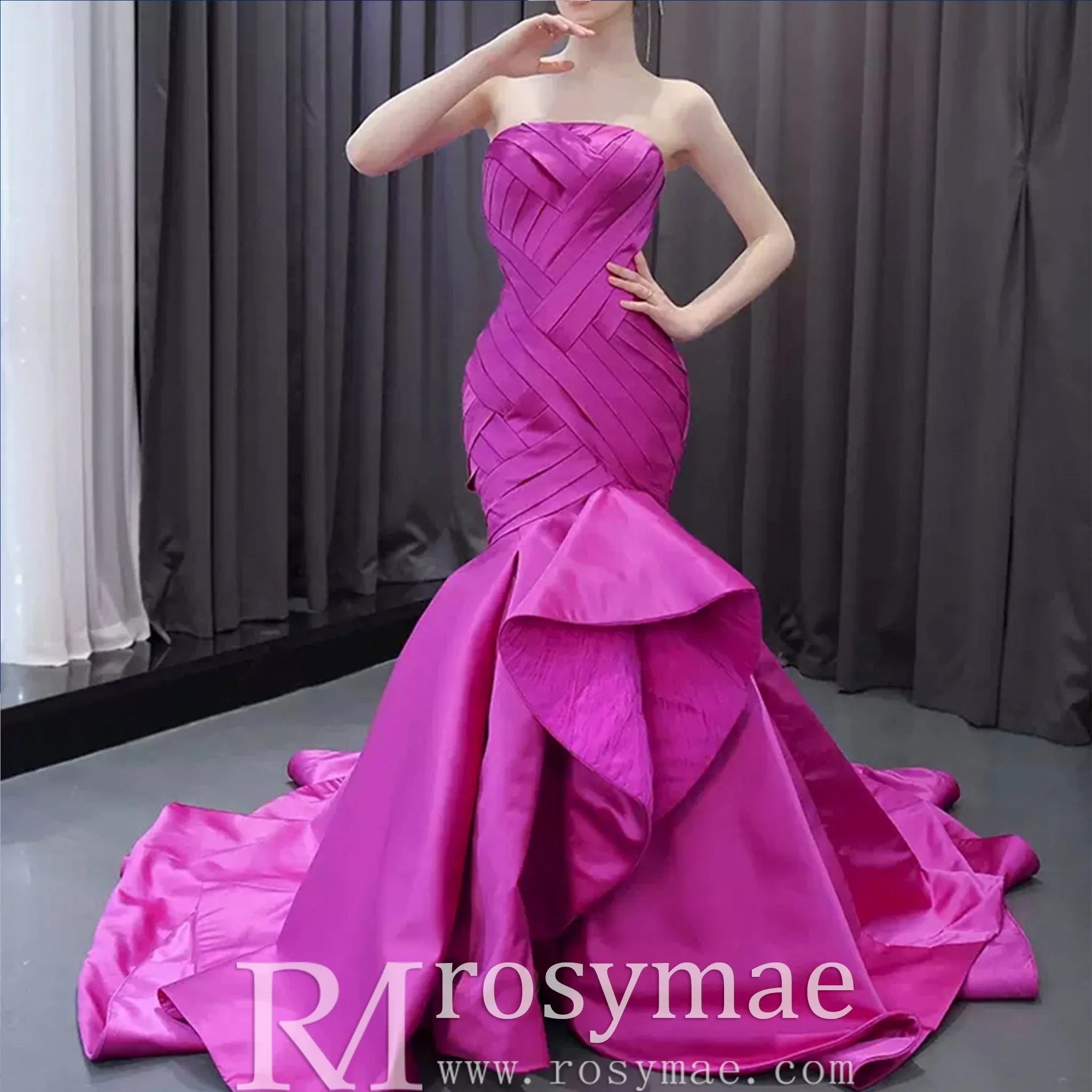 Strapless Mermaid High Low Formal Evening Dresses Pageant Gowns