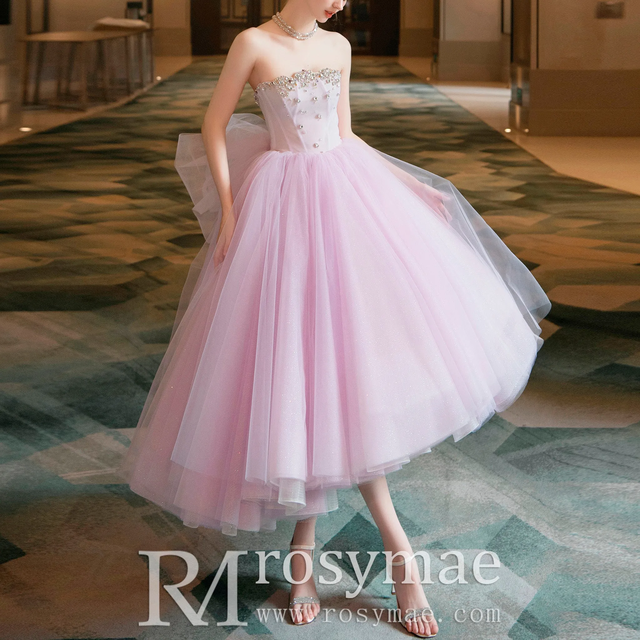 Strapless Pink Women's Cocktail & Party Dresses with Low Back