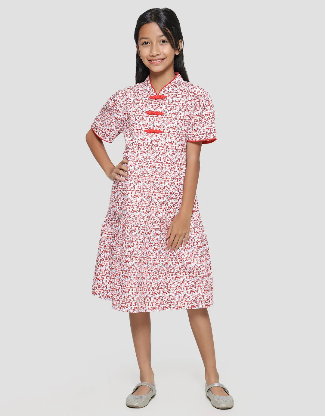 Sweet Miss Qipao Ruffle Midi Dress Anak Perempuan
