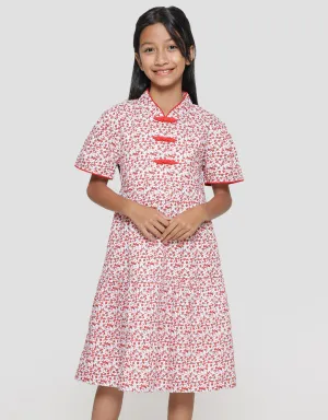 Sweet Miss Qipao Ruffle Midi Dress Anak Perempuan