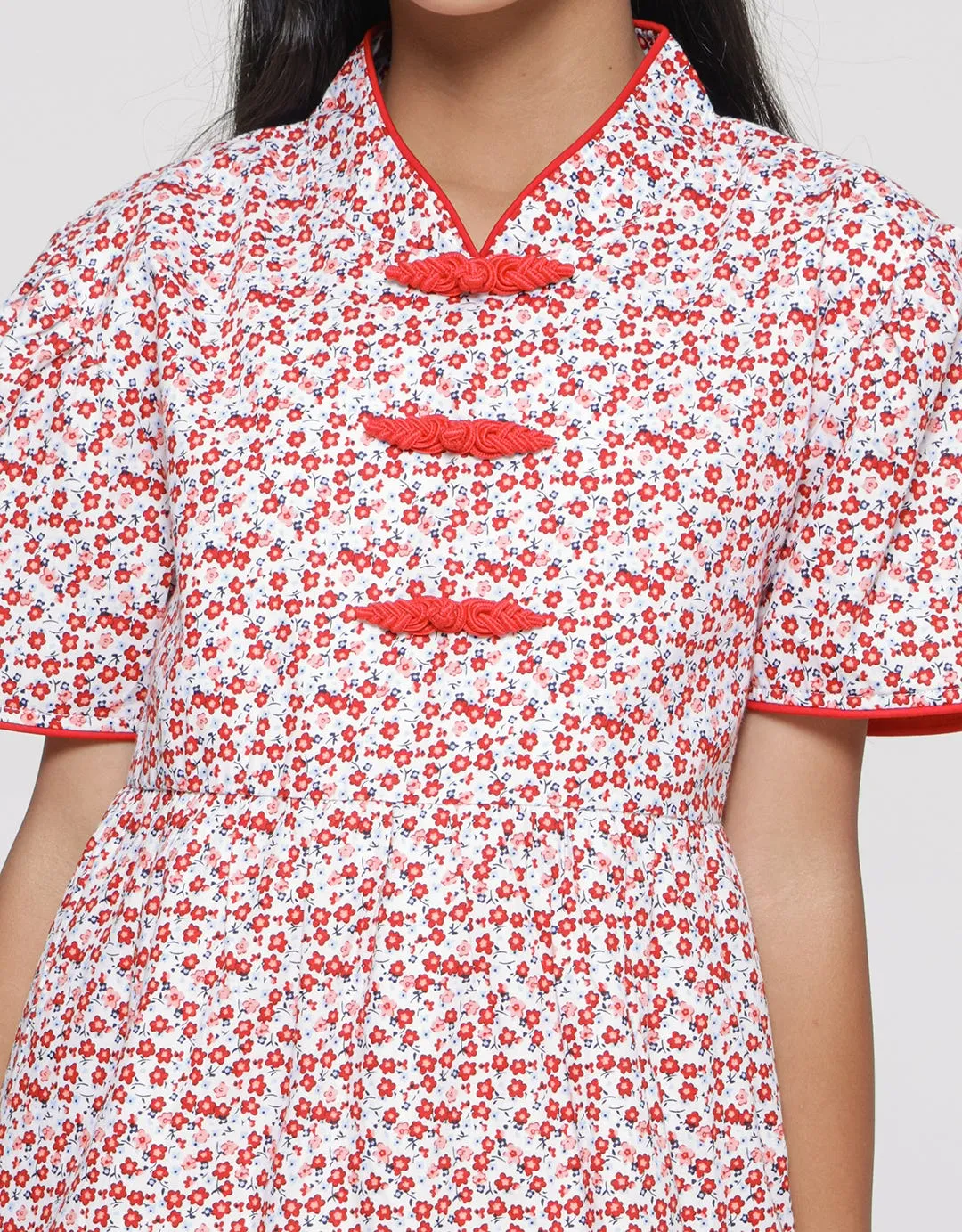 Sweet Miss Qipao Ruffle Midi Dress Anak Perempuan