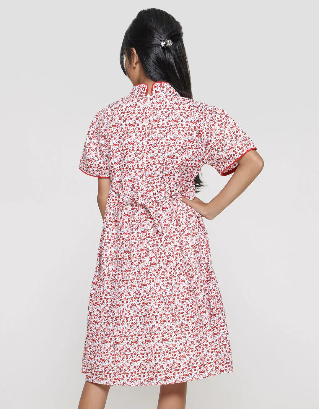 Sweet Miss Qipao Ruffle Midi Dress Anak Perempuan