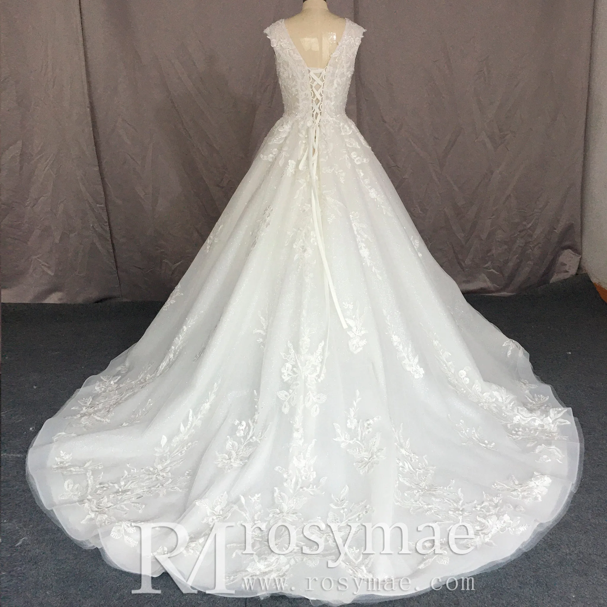 Tank Top Style Wedding Dress With Deep V-neck