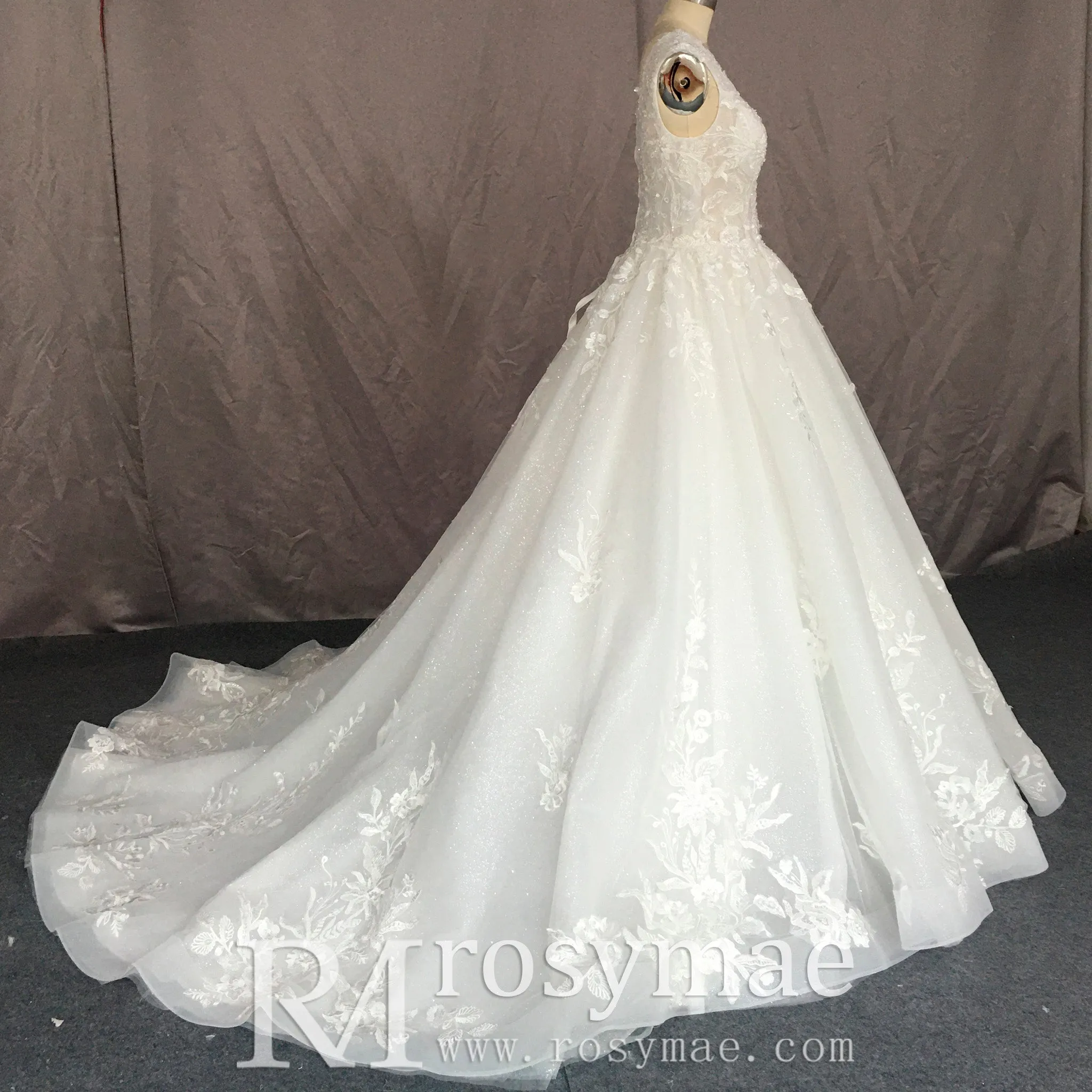 Tank Top Style Wedding Dress With Deep V-neck