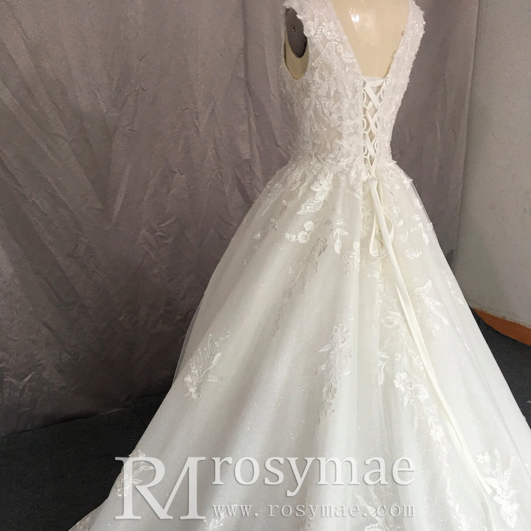 Tank Top Style Wedding Dress With Deep V-neck