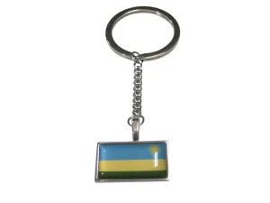 Thin Bordered Republic of Rwanda Flag Pendant Keychain