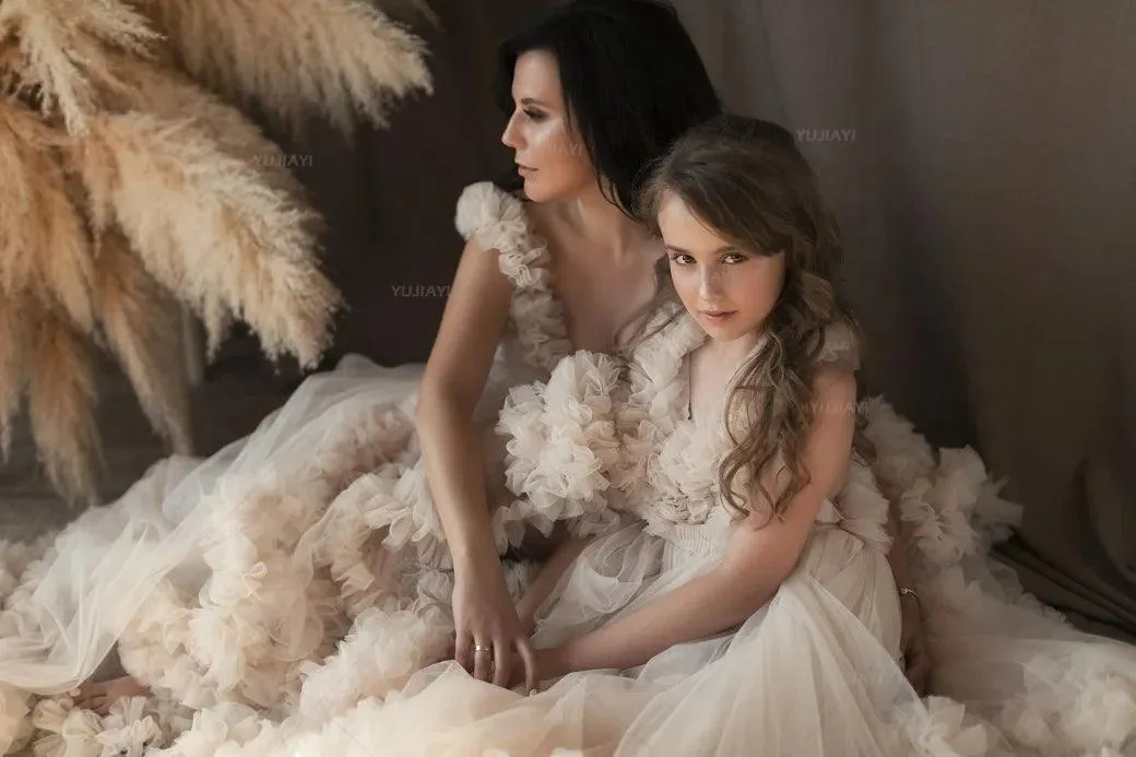 Tiered Ruffle Mommy and Me Dresses for Photoshoots