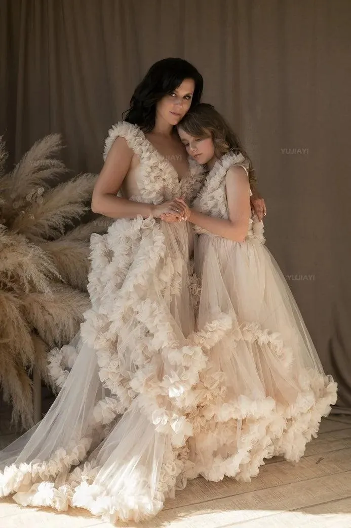Tiered Ruffle Mommy and Me Dresses for Photoshoots