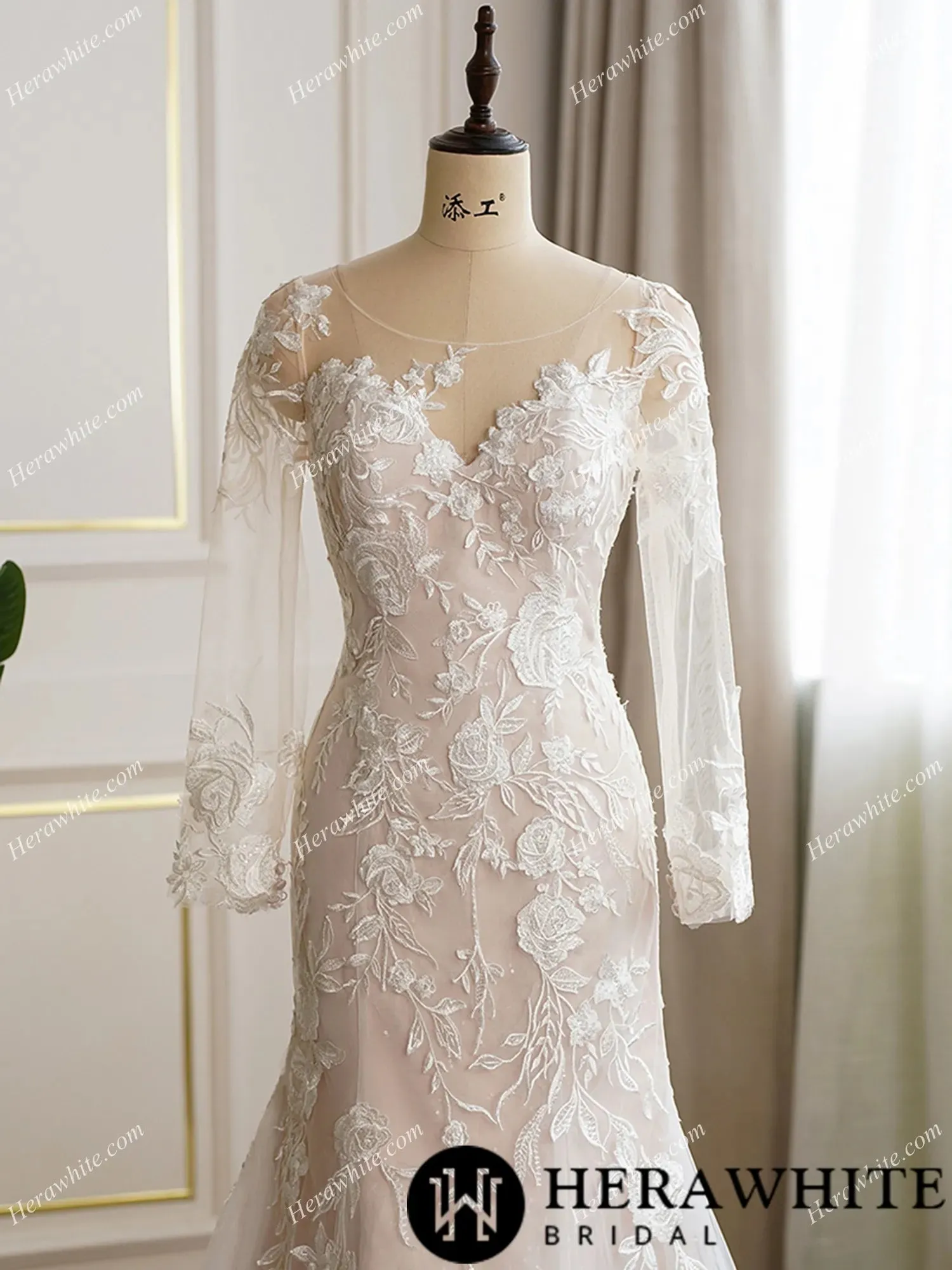 Ultimate Floral Fit and Flare Long Sleeve Wedding Dress