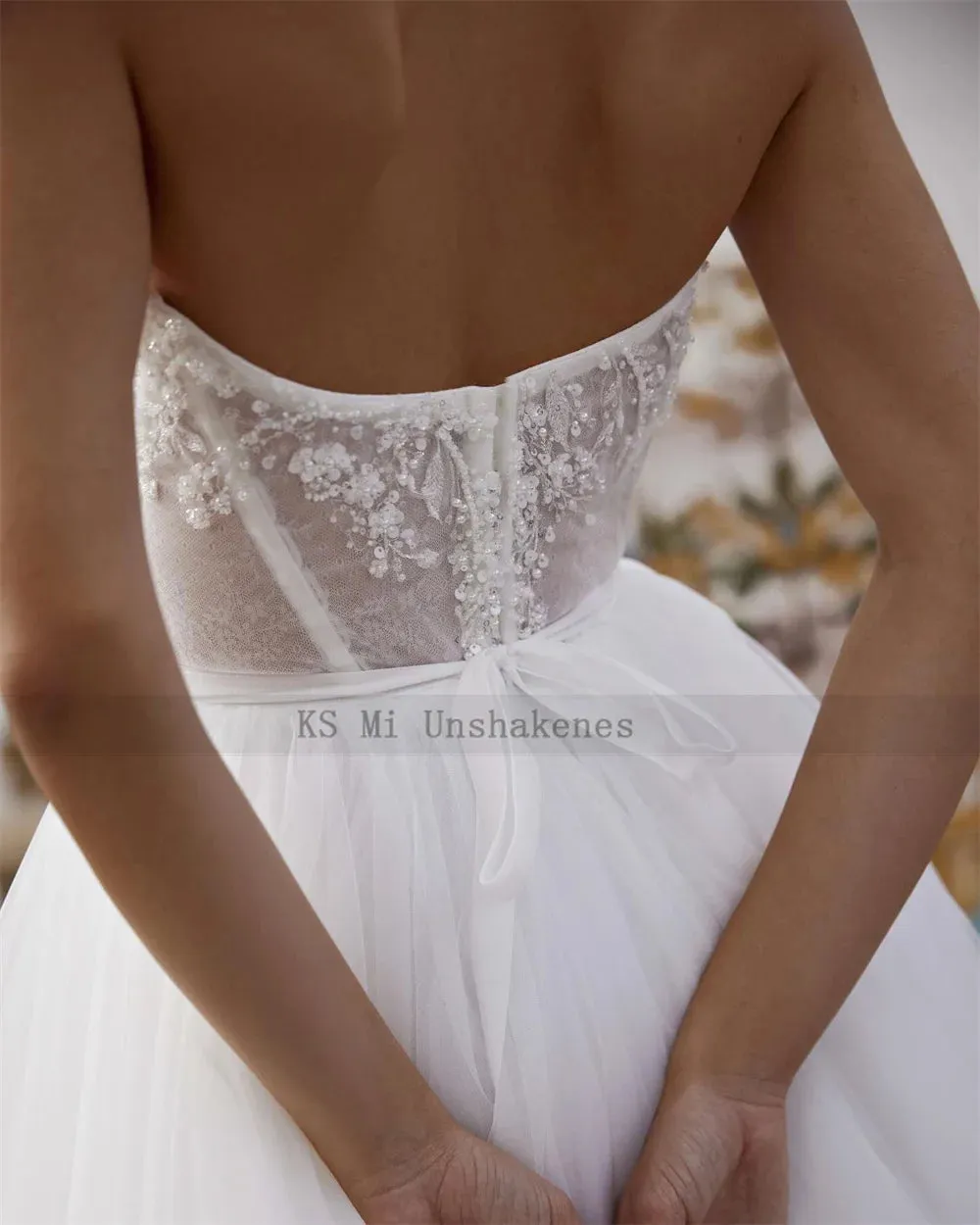 Vintage Wedding Dresses White Tulle Lace Beads Wedding Gowns Split Side Vestidos de Noiva Beach Women Bride Dress Sash 2025