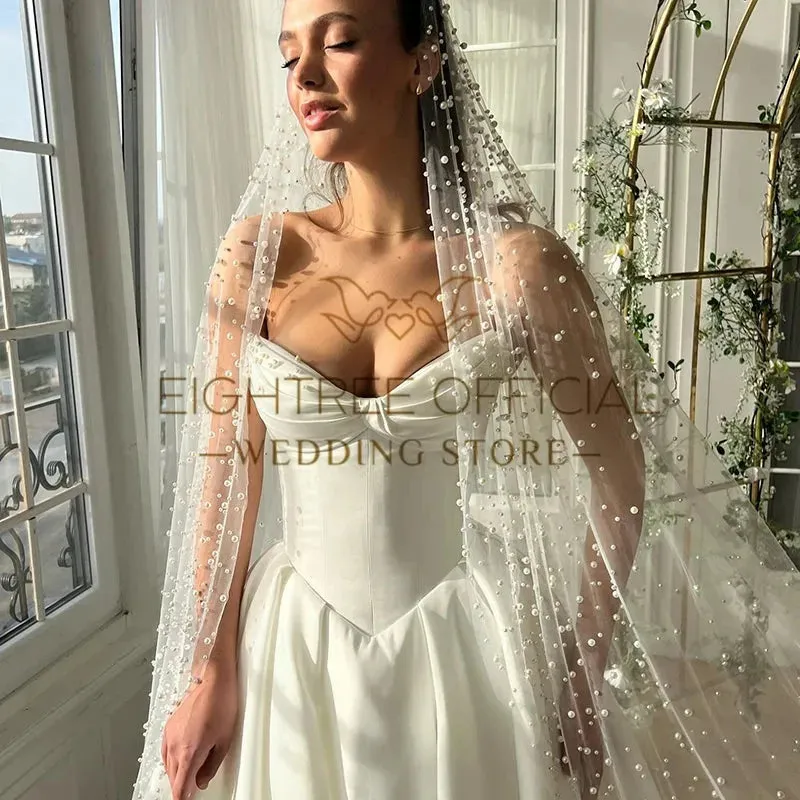 White A-Line Wedding Dresses Sweetheart Sleeveless Wedding Gowns Boho Bridal Prom Dress bestidos de novia Customsized