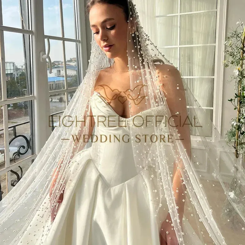 White A-Line Wedding Dresses Sweetheart Sleeveless Wedding Gowns Boho Bridal Prom Dress bestidos de novia Customsized