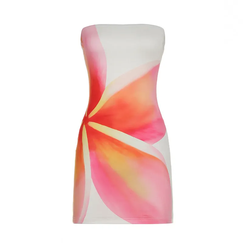 White Placment Print Off Shoulder Mini Dress