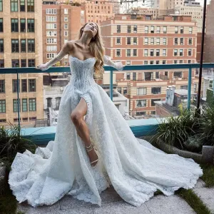 Women A-Line Wedding Dresses White Sweetheart Lace High Split Wedding Gowns Boho Bridal Ball Prom Dress Custom Made