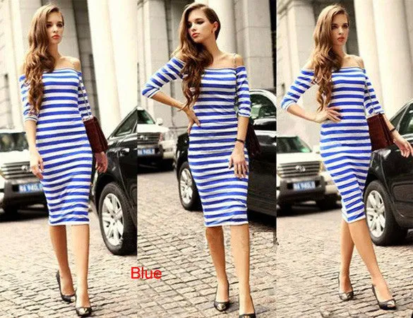 Women Autumn Sexy Dress Off Shoulder Summer Vestidos Casual Party Bodycon Ukraine Dresses Cotton Striped Wrap Dress