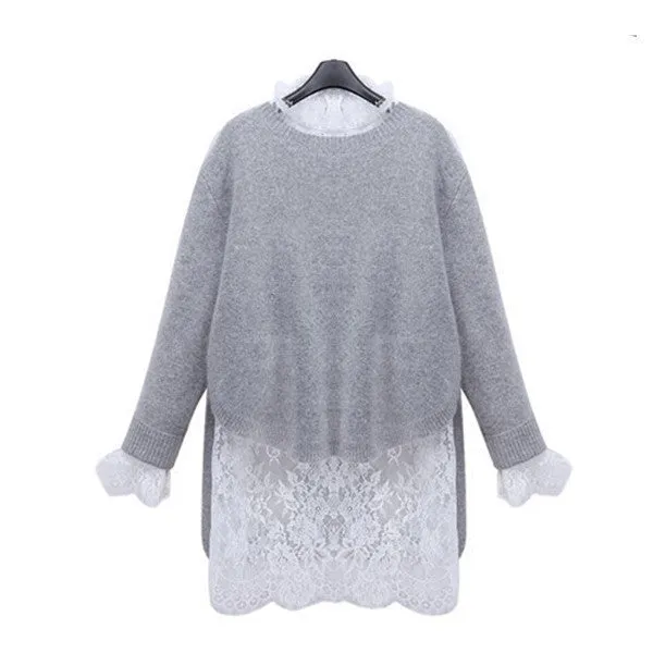 Women Dresses Winter Autumn Vestidos Sweater Long Sleeve Party Knitting Dress Lace Vestido Knitted 2 Pieces Set S M L